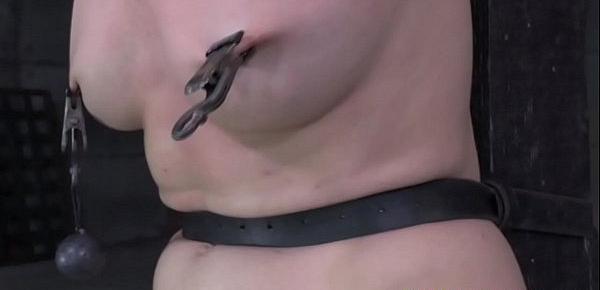  Gagged submissive punished on a sybian